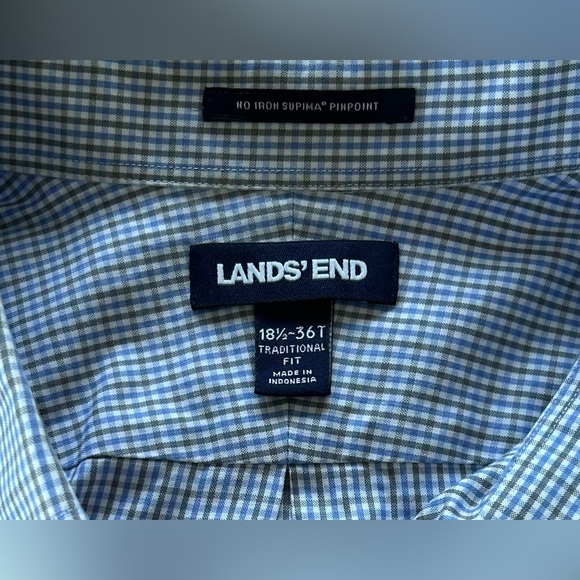 Lands End Men's Pattern No Iron Dress Shirt - Picture 4 of 4